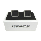 Formalaties Premium Luxury Square Cufflink Set in Black/Silver (Gift Boxed)