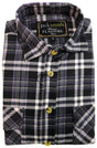 Mens Long Sleeve Flannelette Small Shirt - Black/Purple (100% Cotton Check Full Placket Flannel)