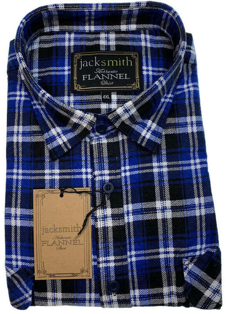 Mens Flannelette Shirt 100% Cotton Check Authentic Flannel Long Sleeve Vintage