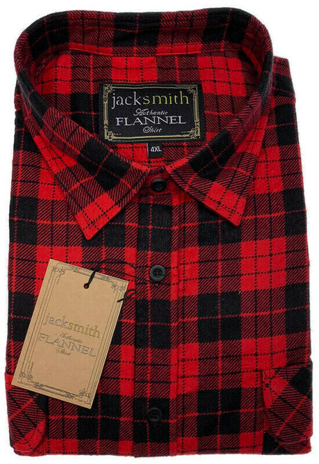 Mens Flannelette Shirt 100% Cotton Check Authentic Flannel Long Sleeve Vintage