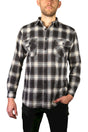 Jacksmith Mens Long Sleeve Flannelette Shirt - Black/White (100% Cotton Check Full Placket Flannel)