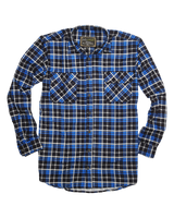 Mens Flannelette Long Sleeve Shirt 100% Cotton Check Authentic Flannel - Full Placket - Turquoise/Black