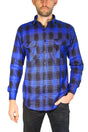 Jacksmith Mens Long Sleeve Flannelette Shirt - Royal Blue (100% Cotton Check Full Placket Flannel)