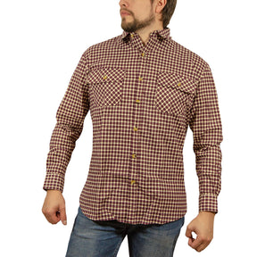 Jacksmith Mens Long Sleeve Flannelette Shirt - Burgundy (100% Cotton Check Full Placket Flannel)