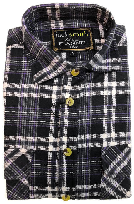 Mens Half Placket Flannelette Long Sleeve Pullover Shirt 100% Cotton Check Authentic Flannel - Navy Check
