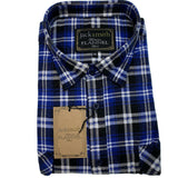 Mens Half Placket Flannelette Long Sleeve Pullover Shirt 100% Cotton Check Authentic Flannel