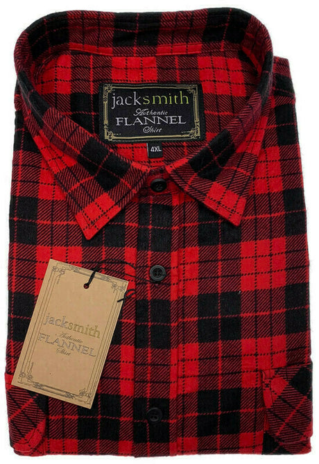 Mens Half Placket Flannelette Long Sleeve Pullover Shirt 100% Cotton Check Authentic Flannel