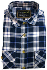 Mens Half Placket Flannelette Long Sleeve Pullover Shirt 100% Cotton Check Authentic Flannel - Light Blue Check