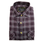 Mens Half Placket Flannelette Long Sleeve Pullover Shirt 100% Cotton Check Authentic Flannel - Burgundy