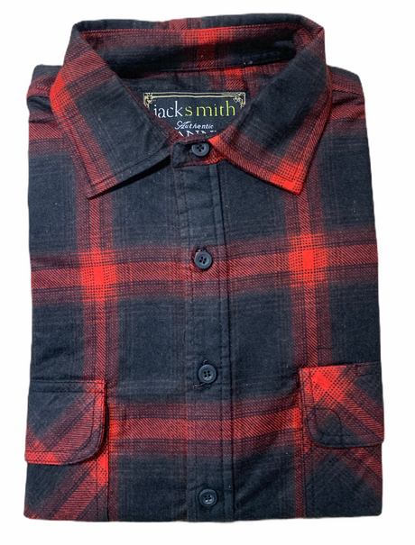 Mens Flannelette Long Sleeve Shirt 100% Cotton Authentic Flannel - Half Placket - Denim