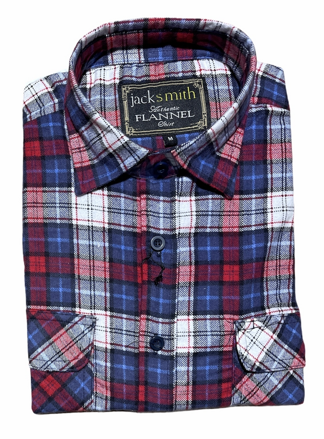 JackSmith Mens Flannelette Long Sleeve Pullover Shirt 100% Cotton Flannel - Half Placket