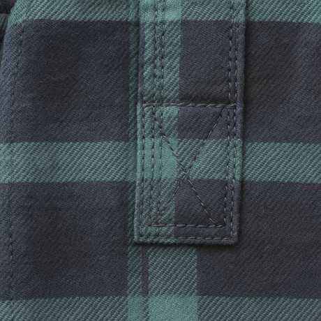 Mens Long Sleeve Flannel Pullover Shirt - Green/Navy (100% Cotton Half Button Flannelette)