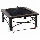 30" Square Slate Tile Fire Pit Outdoor Patio Heater Fireplace