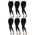 6x Womens Black Footless Tights Bulk Pack - Fluro Bright Stretch Polyester Hosiery (Dance/Party Costume)