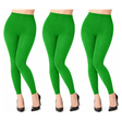 3x Womens Green Footless Tights Bulk Pack - Fluro Bright Stretch Polyester Hosiery (Dance/Party Costume)