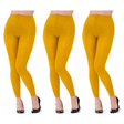 3x Womens Yellow Footless Tights Bulk Pack - Fluro Bright Stretch Polyester Hosiery (Dance/Party Costume)