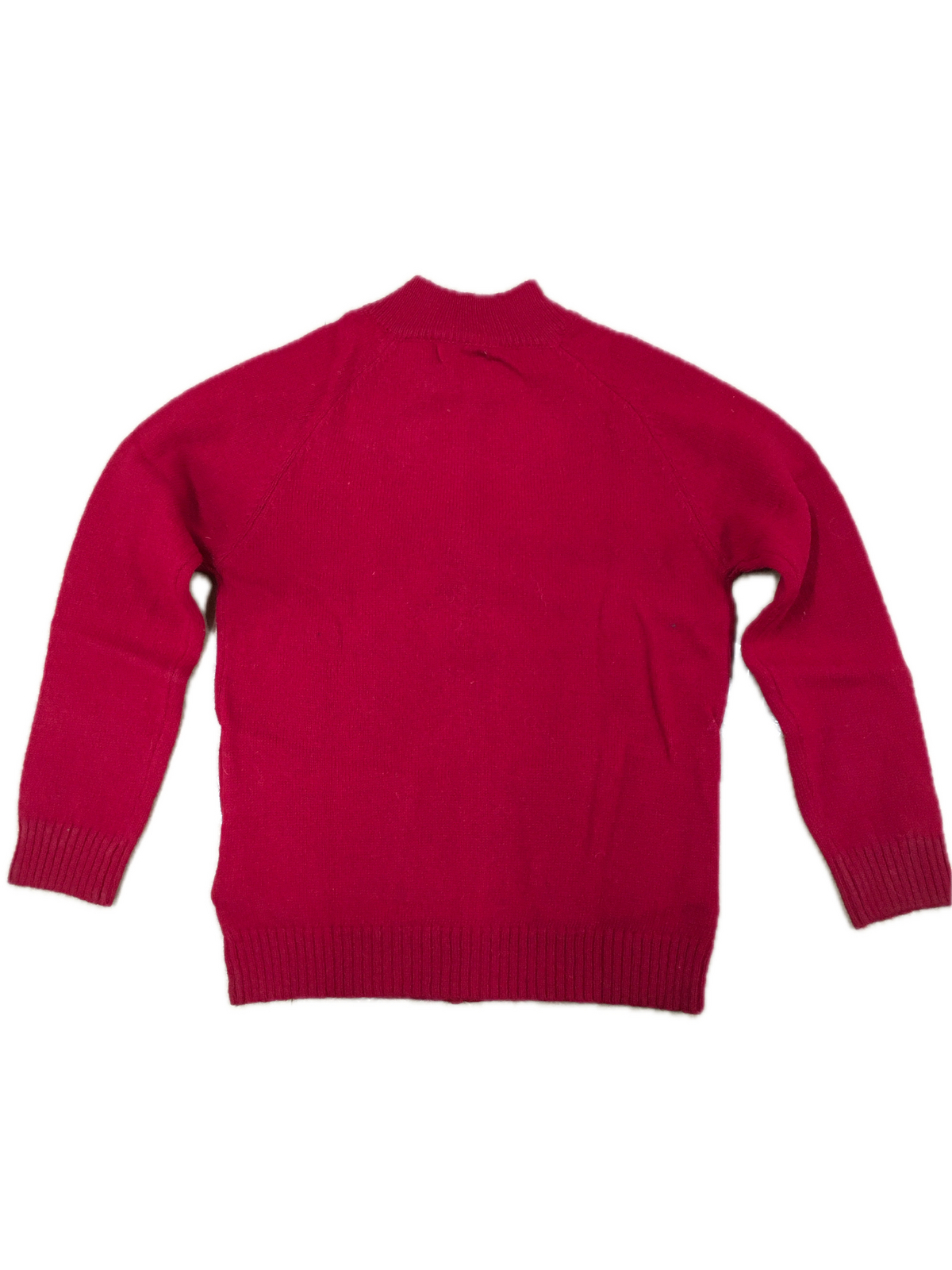 Full Zip 100% SHETLAND WOOL Up Knit JUMPER Pullover Mens Sweater Knitted - Red