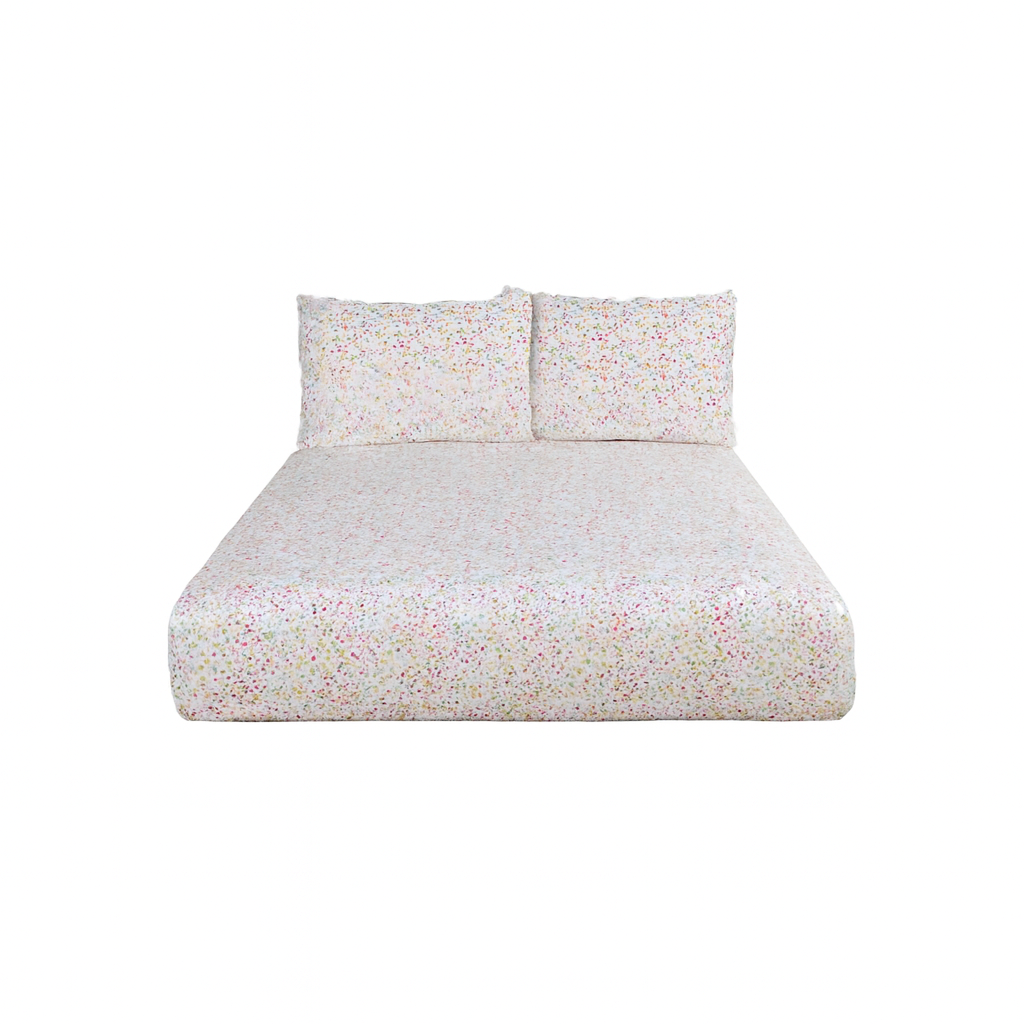 Confetti Cloud Double Comforter Set w/ Fitted Sheet & 4 Pillow Covers - White (6 Piece Set)