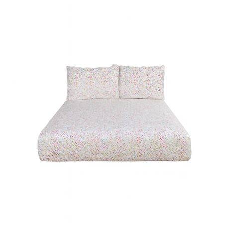 Confetti Cloud Double Comforter Set w/ Fitted Sheet & 4 Pillow Covers - White (6 Piece Set)