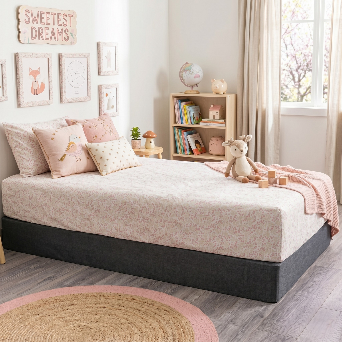 Park Avenue 175 GSM Egyptian Cotton Flannelette Kids Fitted Sheet & Pillowcase Set - Bloomsbury