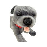 Bocchetta Flint 35cm Lying Staffy Plush Toy - Grey (Realistic Stuffed Animal Dog Gift)