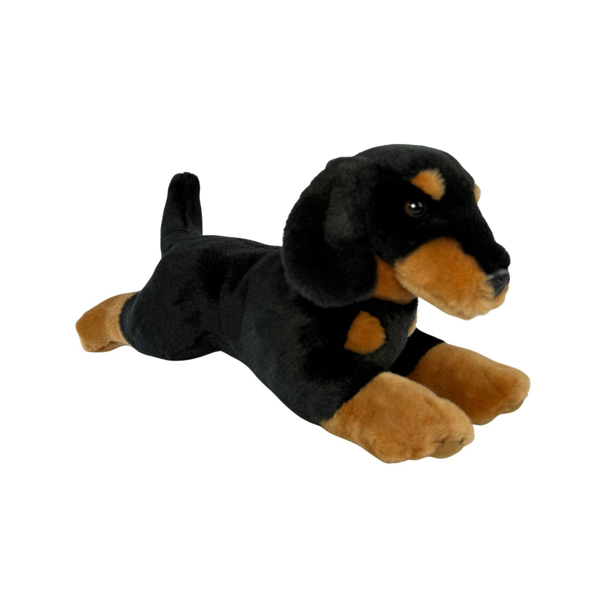 Bocchetta Frankie 30cm Floppy Dachshund Puppy Plush Toy - Black/Tan (Realistic Stuffed Animal Dog Gift)