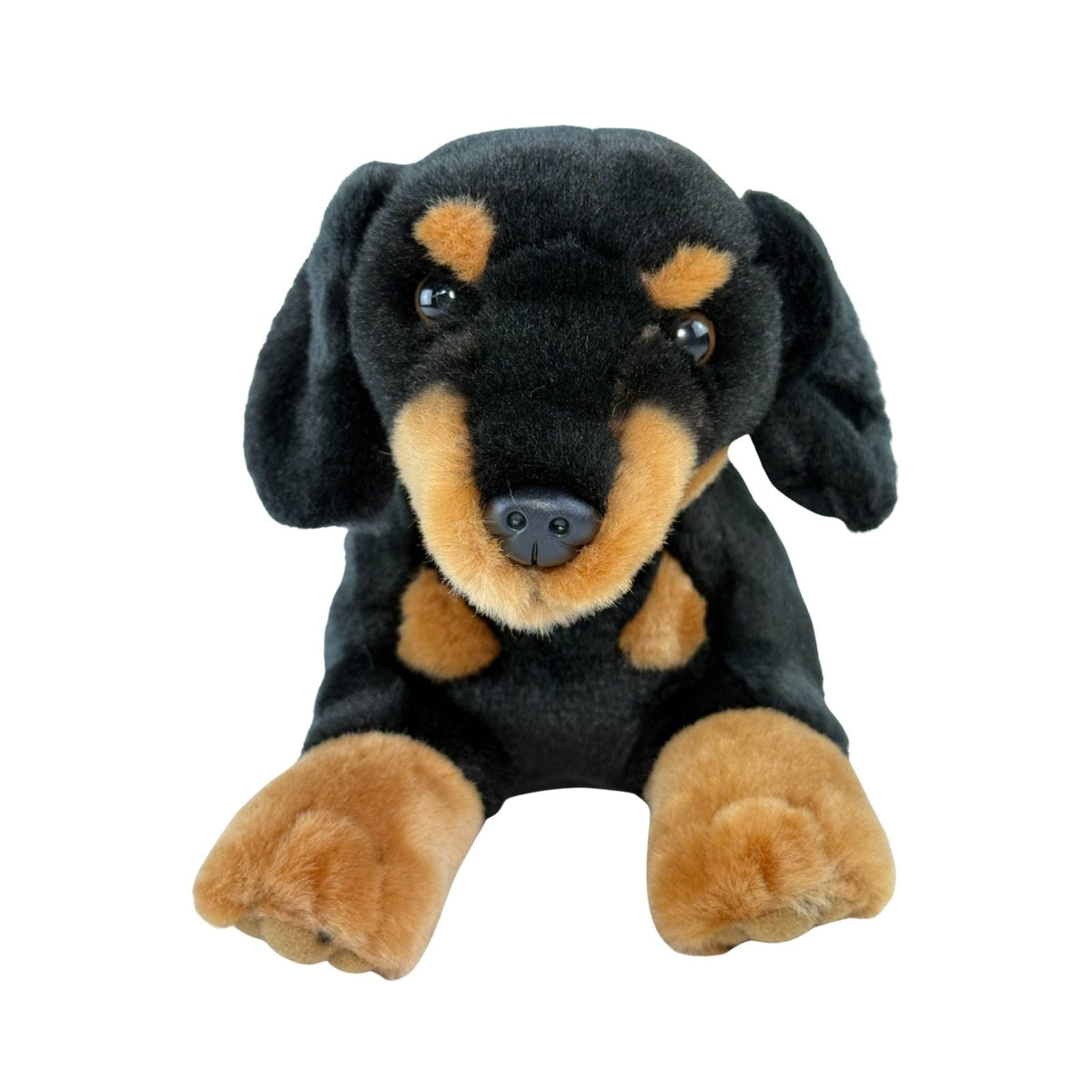 Bocchetta Frankie 30cm Floppy Dachshund Puppy Plush Toy - Black/Tan (Realistic Stuffed Animal Dog Gift)