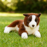Bocchetta Fudge 62cm Lying Border Collie Plush Toy - Chocolate (Realistic Stuffed Animal Dog Gift)