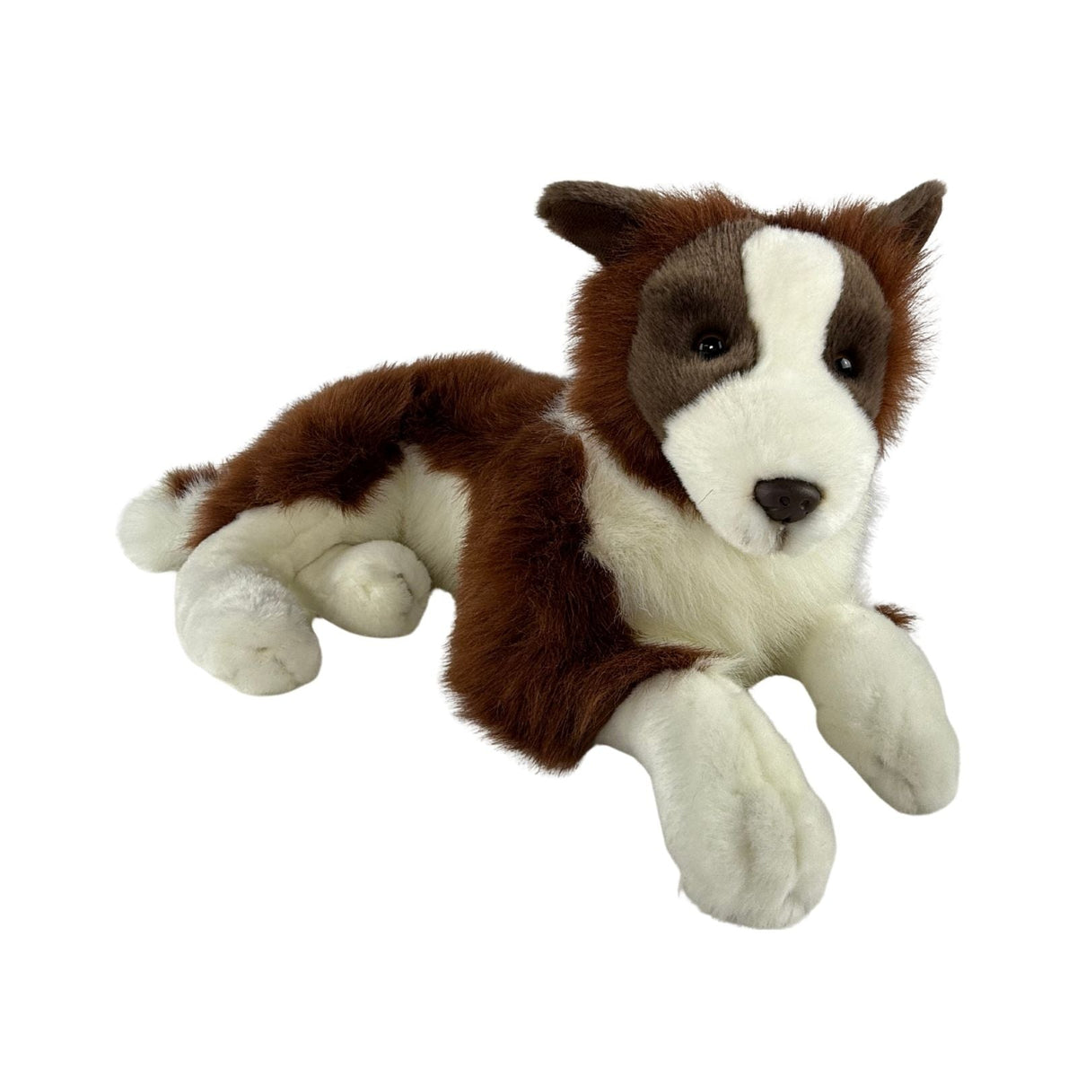 Bocchetta Fudge 62cm Lying Border Collie Plush Toy - Chocolate (Realistic Stuffed Animal Dog Gift)