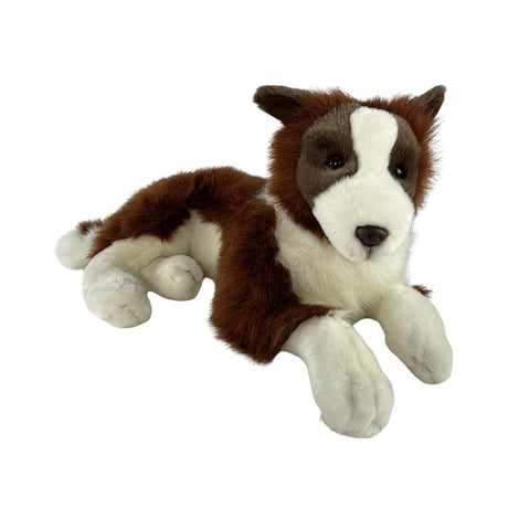 Bocchetta Fudge 62cm Lying Border Collie Plush Toy - Chocolate (Realistic Stuffed Animal Dog Gift)