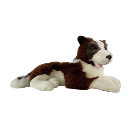 Bocchetta Fudge 62cm Lying Border Collie Plush Toy - Chocolate (Realistic Stuffed Animal Dog Gift)