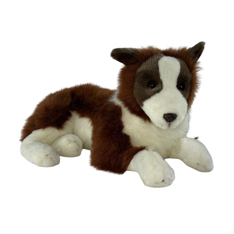 Bocchetta Fudge 62cm Lying Border Collie Plush Toy - Chocolate (Realistic Stuffed Animal Dog Gift)