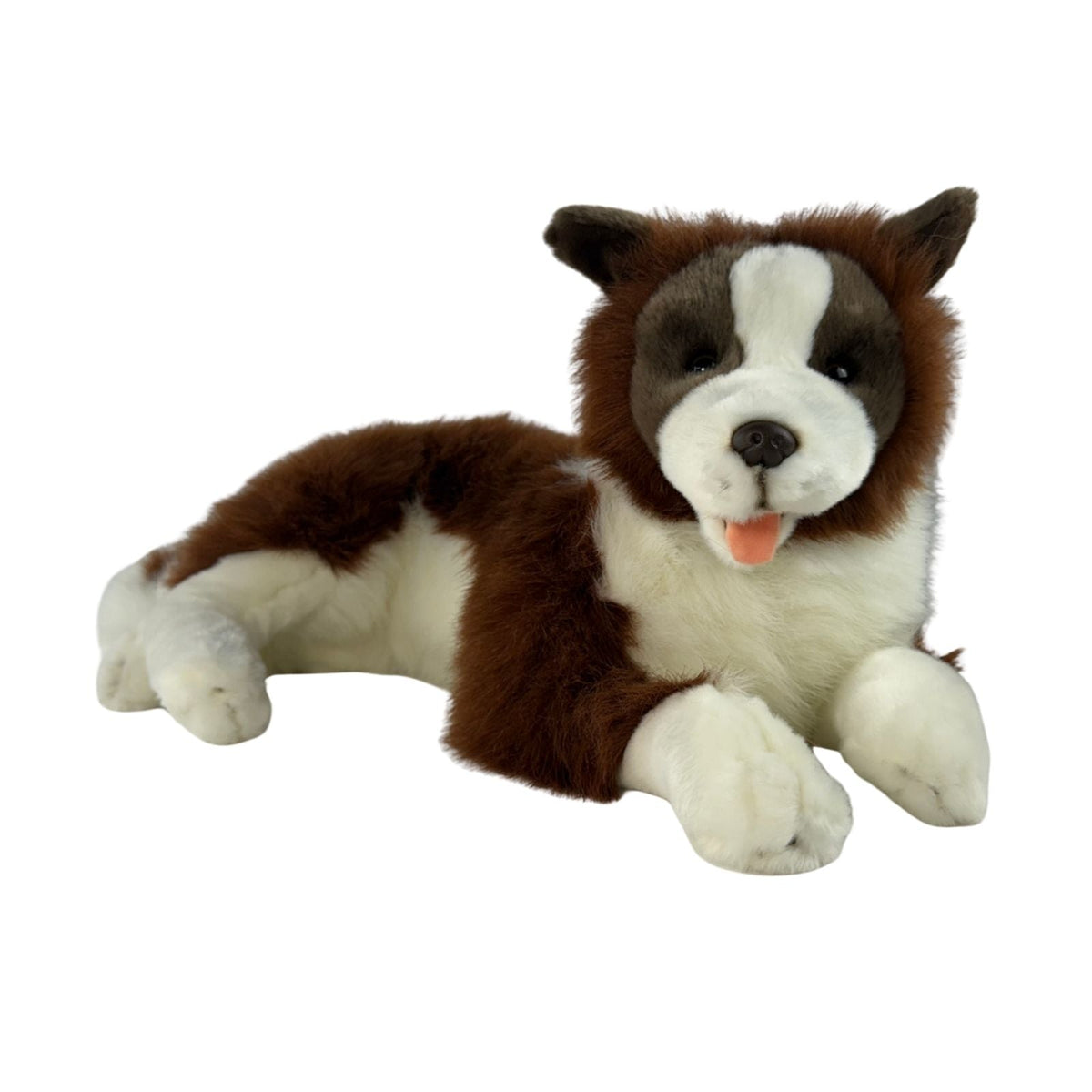 Bocchetta Fudge 62cm Lying Border Collie Plush Toy - Chocolate (Realistic Stuffed Animal Dog Gift)