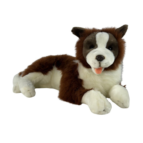 Bocchetta Fudge 62cm Lying Border Collie Plush Toy - Chocolate (Realistic Stuffed Animal Dog Gift)