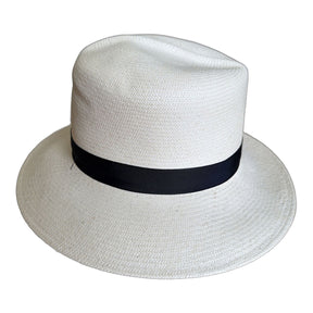 Grade 8 Panama Straw Fedora Hat - Ivory - S