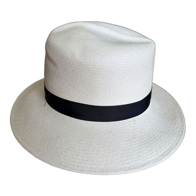 Grade 8 Panama Straw Fedora Hat - Ivory - S
