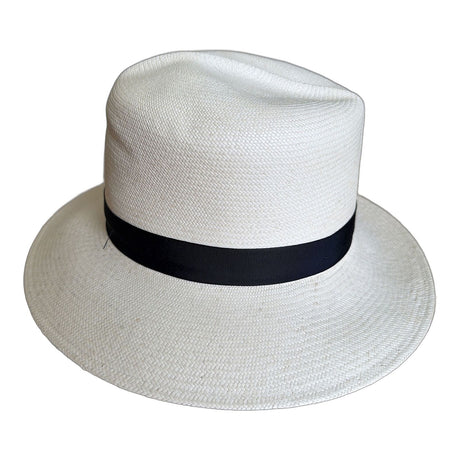 Strand Hatters Genuine Handwoven Grade 8 Panama Straw Fedora Hat - Ivory (Made in USA)