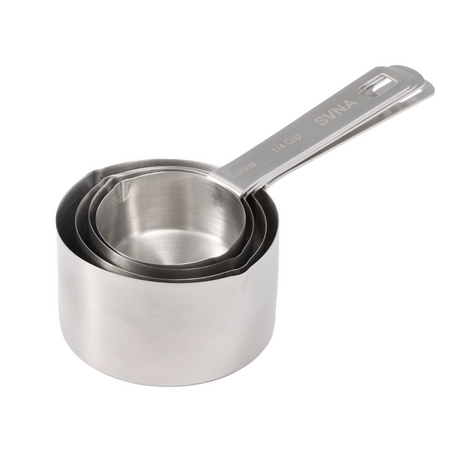 4x SVNA Premium Stainless Steel Measuring Cup Set Kitchen Cooking Baking Tool
