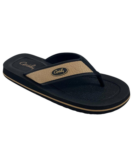 Grosby New Husky Mens Thongs - Khaki/Black (Flip Flops/Sandals)