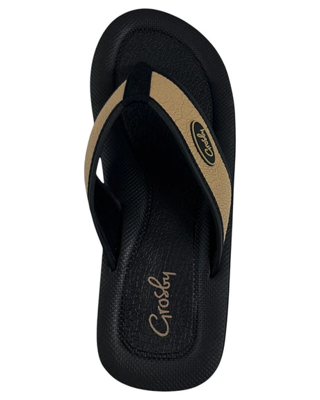Grosby New Husky Mens Thongs - Khaki/Black (Flip Flops/Sandals)