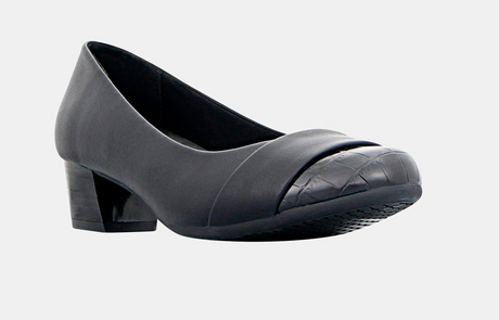 Panache Womens Velver Mid Block Heel Court Shoes - Black