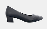 Panache Womens Velver Mid Block Heel Court Shoes - Black