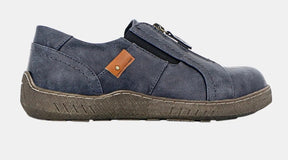 Panache Womens Inda Walking Shoes w/ Zip in Navy - US 11