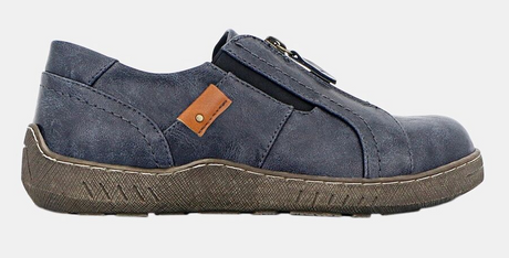 Panache Womens Inda Walking Shoes w/ Zip in Navy