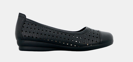 Panache Womens Minns Casual Shoes w/ Slight Heel Bump in Black
