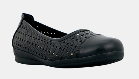Panache Womens Minns Casual Shoes w/ Slight Heel Bump in Black