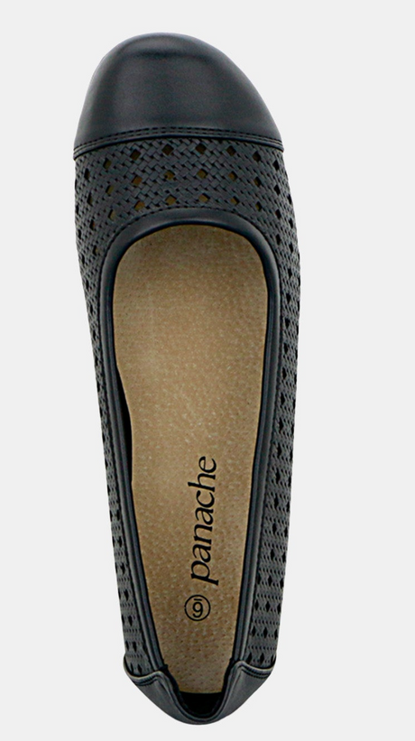 Panache Womens Minns Casual Shoes w/ Slight Heel Bump in Black