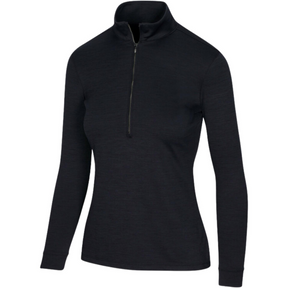 Greg Norman Womens Utility 1/2 Zip Mock Long Sleeve Golf Top in Black Heather
