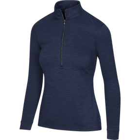 Greg Norman Womens Utility 1/2 Zip Mock Long Sleeve Golf Top in Navy Heather