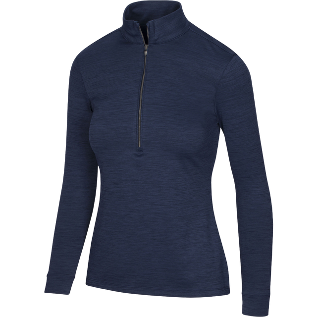 Greg Norman Womens Utility 1/2 Zip Mock Long Sleeve Golf Top in Navy Heather